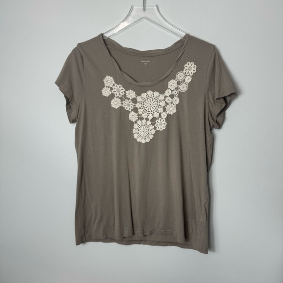 Garnet Hill Tops - Garnet Hill Embroidered Cotton T-Shirt Top size large 1930